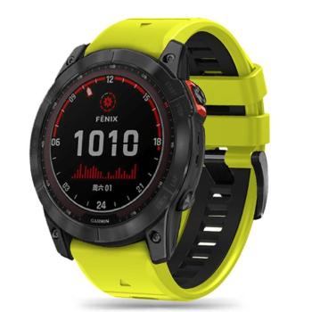 Garmin Fenix 3 / 3 HR / 5X / 5X Plus / 6X / 6X Pro / 7X, szilikon pótszíj, állítható, kétszínű, TP IconBand Pro, lime/fekete kép