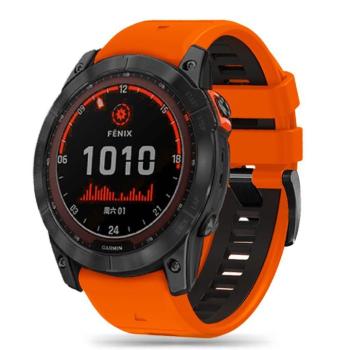 Garmin Fenix 3 / 3 HR / 5X / 5X Plus / 6X / 6X Pro / 7X, szilikon pótszíj, állítható, kétszínű, TP IconBand Pro, narancssárga/fekete kép