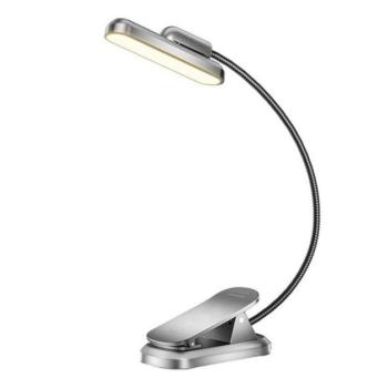 Glocusent Forgatható vezeték nélküli könyvre csíptethető Olvasólámpa, USB-C csatlakozóval, 1000mAh, szürke kép