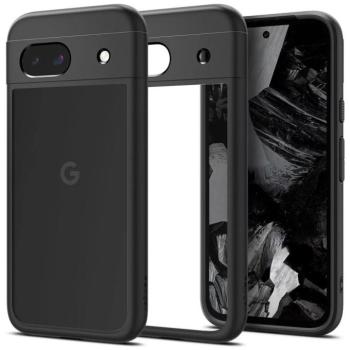 Google Pixel 8a, Műanyag hátlap védőtok + szilikon keret, Spigen Ultra Hybrid, átlátszó/fekete kép