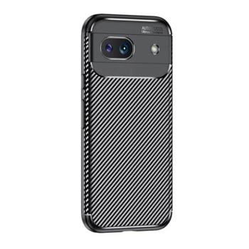 Google Pixel 8a, Szilikon tok, közepesen ütésálló, légpárnás sarok, karbon minta, fekete kép