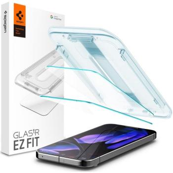 Google Pixel 9 / 9 Pro, Kijelzővédő fólia, ütésálló fólia az íves részre nem hajlik rá!), Tempered Glass (edzett üveg), Spigen Ez Fit, Clear, 2 db / csomag kép