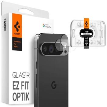Google Pixel 9 Pro, Kamera lencsevédő fólia, ütésálló fólia, Tempered Glass (edzett üveg), Spigen Glastr Ez Fit Optik, Clear, 2 db / csomag kép