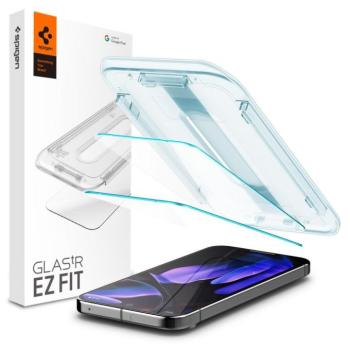 Google Pixel 9 Pro XL / 10 Pro XL, Kijelzővédő fólia, ütésálló fólia az íves részre nem hajlik rá!), Tempered Glass (edzett üveg), Spigen Ez Fit, Clear, 2 db / csomag kép