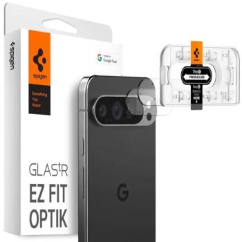 Google Pixel 9 Pro XL, Kamera lencsevédő fólia, ütésálló fólia, Tempered Glass (edzett üveg), Spigen Glastr Ez Fit Optik, Clear, 2 db / csomag kép