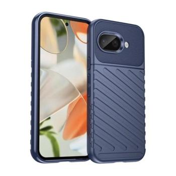 Google Pixel 9a, Szilikon tok, közepesen ütésálló, domború csíkos minta, sötétkék kép