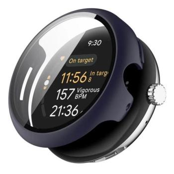 Google Pixel Watch 3 (45 mm), Műanyag védőkeret, kijelzővédő üveggel, közepesen ütésálló, szíj nélkül, sötétkék kép