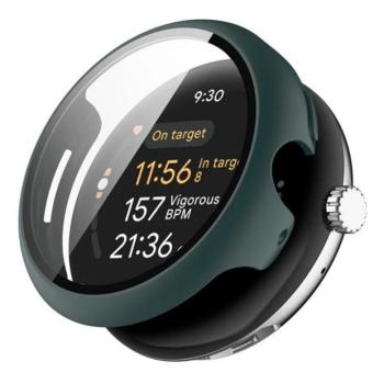 Google Pixel Watch 3 (45 mm), Műanyag védőkeret, kijelzővédő üveggel, közepesen ütésálló, szíj nélkül, sötétzöld kép