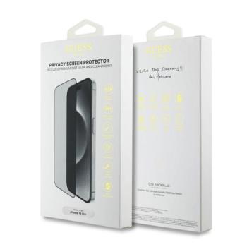 Guess 2.5D iPhone 16 Pro / 17 / 17 Pro Privacy/betekintésgátló kijelzővédő üvegfólia, fekete kép