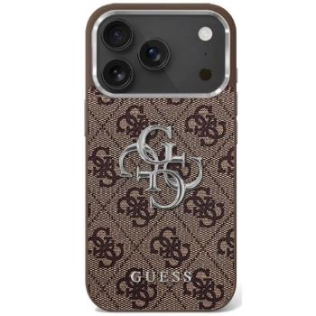 Guess 4G Big 4G Classic Logo Apple iPhone 17 hátlap tok kameravédő peremmel, barna-ezüst kép