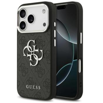 Guess 4G Big 4G Classic Logo Apple iPhone 17 Pro hátlap tok, fekete-ezüst kép