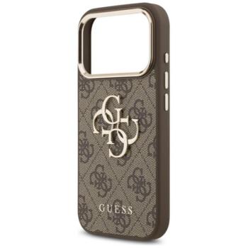 GUESS 4G BIG CLASSIC LOGO szilikon telefonvédő (ütésállóság, bőr hatású hátlap) BARNA/ARANY Apple iPhone 17 Pro kép