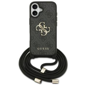 Guess 4G Big Logo Cord Stap Apple iPhone 17 hátlap tok vállpánttal, fekete kép