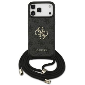 Guess 4G Big Logo Cord Stap Apple iPhone 17 Pro Max hátlap tok vállpánttal, fekete kép