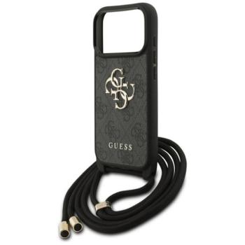 GUESS 4G BIG LOGO CORD STAP CROSSBODY műanyag telefonvédő (ütésállóság, bőr hatású hátlap + vállpánt) FEKETE Apple iPhone 17 Pro kép