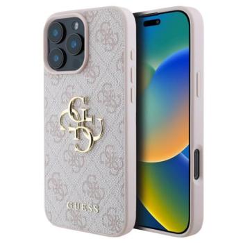 GUESS 4G BIG LOGO szilikon telefonvédő (ütésállóság, bőr hatású hátlap) RÓZSASZÍN Apple iPhone 16 Pro kép