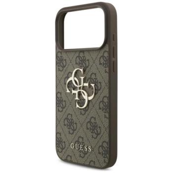 GUESS 4G BIG LOGO szilikon telefonvédő (ütésállóság, bőr hatású hátlap) SÖTÉTBARNA Apple iPhone 17 Pro Max kép