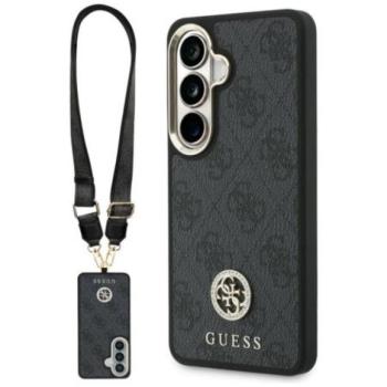 Guess 4G Big Rhinestone Triangle Strap Samsung Galaxy S26 mágneses tok pánttal, MagSafe, fekete kép