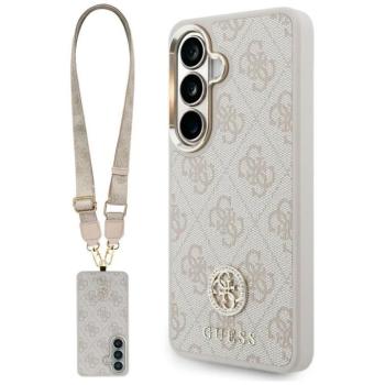 Guess 4G Big Rhinestone Triangle Strap Samsung Galaxy S26 mágneses tok pánttal, MagSafe, rózsaszín kép