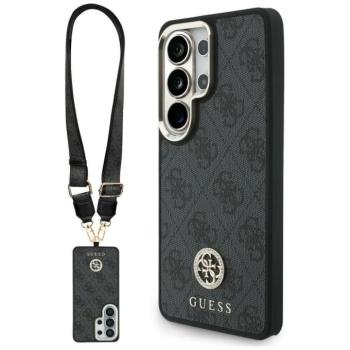 Guess 4G Big Rhinestone Triangle Strap Samsung Galaxy S26 Ultra mágneses tok pánttal, MagSafe, fekete kép
