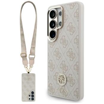 Guess 4G Big Rhinestone Triangle Strap Samsung Galaxy S26 Ultra mágneses tok pánttal, MagSafe, rózsaszín kép