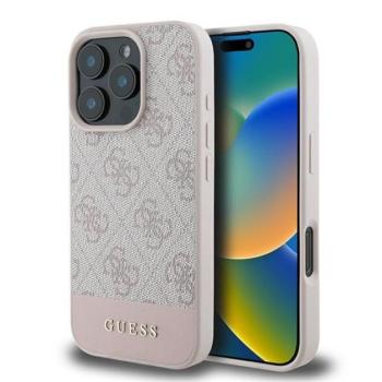 Guess 4G Bottom Stripe Apple iPhone 16 Pro Max hátlap tok, rózsaszín GUHCP16XG4GLP kép