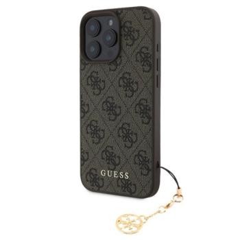 GUESS 4G CHARMS műanyag telefonvédő (textil hátlap, telefondísz) BARNA Apple iPhone 16 Pro Max kép