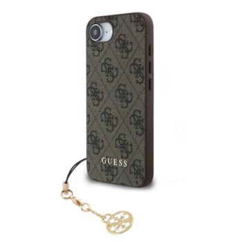 GUESS 4G CHARMS műanyag telefonvédő (textil hátlap, telefondísz) BARNA Apple iPhone 16e kép