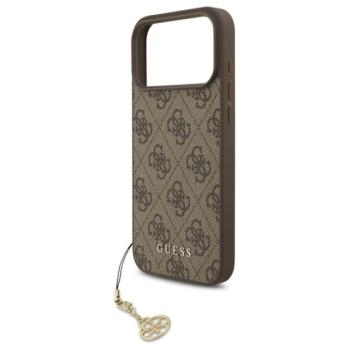 GUESS 4G CHARMS műanyag telefonvédő (textil hátlap, telefondísz) BARNA Apple iPhone 17 Pro Max kép