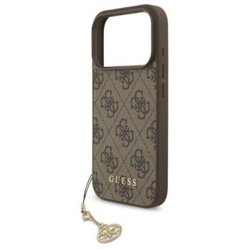 GUESS 4G CHARMS műanyag telefonvédő (textil hátlap, telefondísz) BARNA Apple iPhone 17 Pro kép