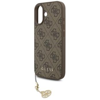 GUESS 4G CHARMS műanyag telefonvédő (textil hátlap, telefondísz) BARNA Apple iPhone 17 kép