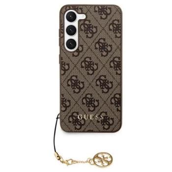 GUESS 4G CHARMS műanyag telefonvédő (textil hátlap, telefondísz) BARNA Samsung Galaxy S24 (SM-S921) kép
