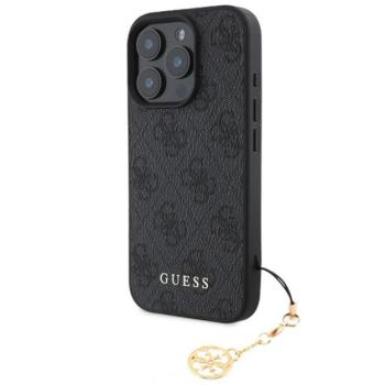 GUESS 4G CHARMS műanyag telefonvédő (textil hátlap, telefondísz) SÖTÉTSZÜRKE Apple iPhone 16 Pro Max kép