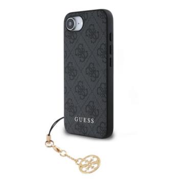 GUESS 4G CHARMS műanyag telefonvédő (textil hátlap, telefondísz) SÖTÉTSZÜRKE Apple iPhone 16e kép