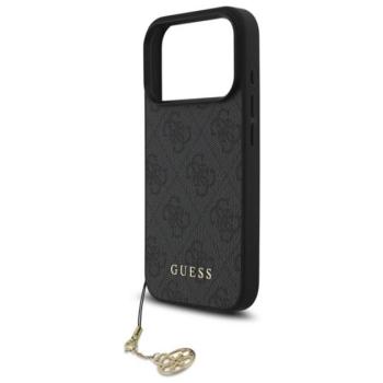 GUESS 4G CHARMS műanyag telefonvédő (textil hátlap, telefondísz) SÖTÉTSZÜRKE Apple iPhone 17 Pro kép