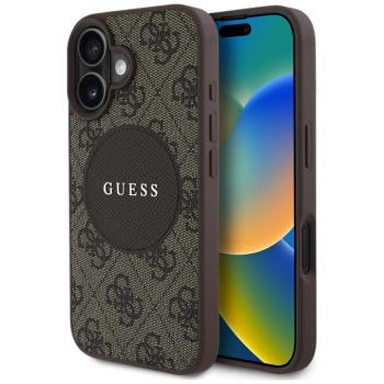 Guess 4G Circle Classic Logo iPhone 16 MagSafe hátlap tok, barna kép
