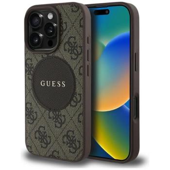 Guess 4G Circle Classic Logo iPhone 16 Pro MagSafe hátlap tok, barna kép