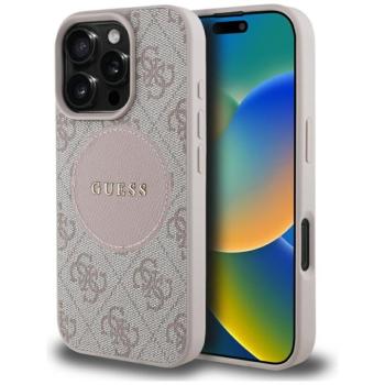 Guess 4G Circle Classic Logo iPhone 16 Pro MagSafe hátlap tok, rózsaszín kép