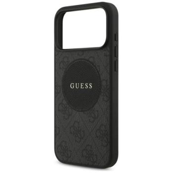 GUESS 4G CIRCLE CLASSIC LOGO szilikon telefonvédő (ütésállóság, textil hátlap, MagSafe) FEKETE Apple iPhone 17 Pro Max kép
