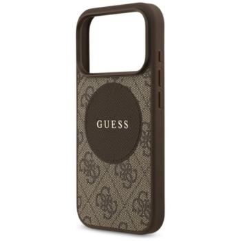 GUESS 4G CIRCLE CLASSIC LOGO szilikon telefonvédő (ütésállóság, textil hátlap, MagSafe) SÖTÉTBARNA Apple iPhone 17 Pro kép
