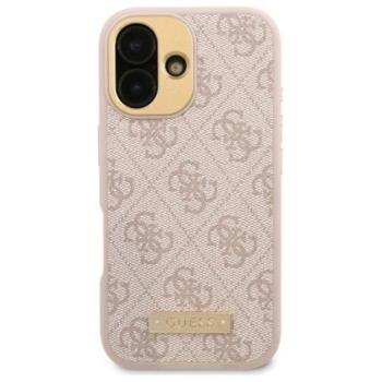 Guess 4G Logo Plate iPhone 16 Pro MagSafe kemény hátlap tok, rózsaszín GUHMP16LU4GPRK kép