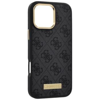 GUESS 4G LOGO PLATE szilikon telefonvédő (textil hátlap, MagSafe) FEKETE Apple iPhone 16 Pro Max kép