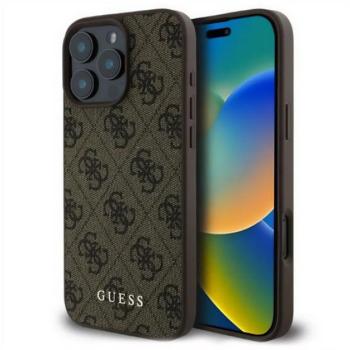 GUESS 4G METAL GOLD LOGO műanyag telefonvédő (textil hátlap) BARNA Apple iPhone 16 Pro kép