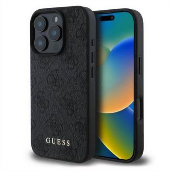 GUESS 4G METAL GOLD LOGO műanyag telefonvédő (textil hátlap) FEKETE Apple iPhone 16 Pro Max kép