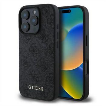 GUESS 4G METAL GOLD LOGO műanyag telefonvédő (textil hátlap) FEKETE Apple iPhone 16 Pro kép