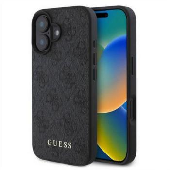 GUESS 4G METAL GOLD LOGO műanyag telefonvédő (textil hátlap) FEKETE Apple iPhone 16 kép