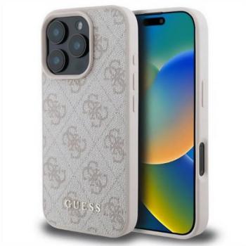 GUESS 4G METAL GOLD LOGO műanyag telefonvédő (textil hátlap) RÓZSASZÍN Apple iPhone 16 Pro Max kép
