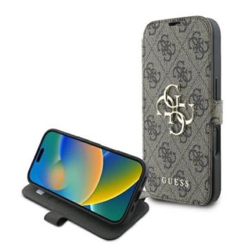 Guess 4G Metal Logo iPhone 16 Plus flip/oldalra nyíló tok, barna GUBKP16M4GMGBR kép