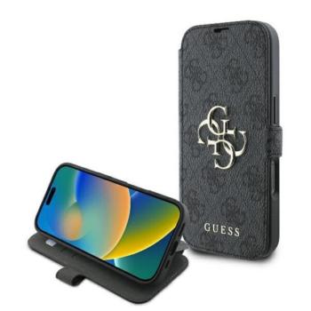 Guess 4G Metal Logo iPhone 16 Pro flip/oldalra nyíló tok, fekete GUBKP16L4GMGGR kép