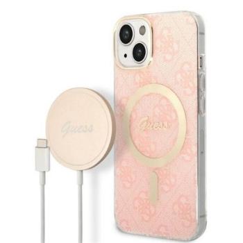 Guess 4G Print MagSafe Apple iPhone 14 Plus hátlap tok, pink + MagSafe töltő kép